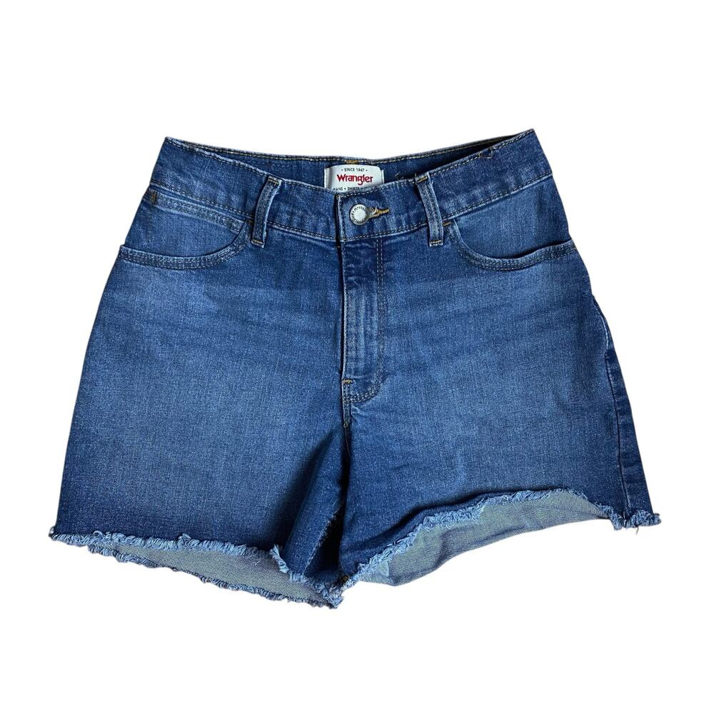 Wrangler Denim Relaxed Cutoff Shorts Size 4 Frayed Short Blue Jeans